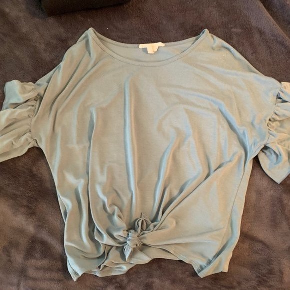 Blue Front Tie Top - Picture 2 of 3